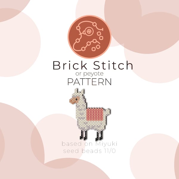 Alpaca Llama Brick Stitch Pattern | Brick Stitch or Peyote Pattern based on Miyuki Delica Seed Beads 11/0