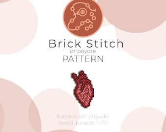 Heart Brick Stitch Pattern | Brick Stitch or Peyote Pattern based on Miyuki Delica Seed Beads 11/0