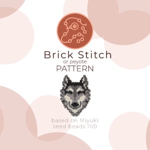 Forest Grey Wolf Brick Stitch Pattern | Brick Stitch or Peyote Pattern based on Miyuki Delica Seed Beads 11/0