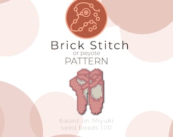 Ballet Shoes Brick Stitch Pattern | Brick Stitch or Peyote Pattern based on Miyuki Delica Seed Beads 11/0