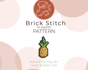 Patrón de puntada de ladrillo de piña / Puntada de ladrillo o patrón de peyote basado en cuentas de semillas Miyuki Delica 11/0