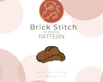 Bandana Cowboy Hat Brick Stitch Pattern | Brick Stitch or Peyote Pattern based on Miyuki Delica Seed Beads 11/0