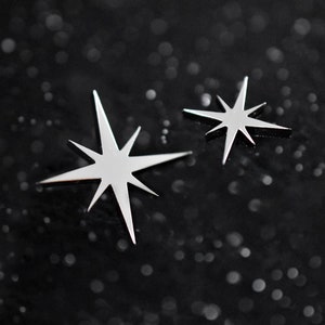 Silver Star Bright Mini Pins | Board Fillers | Stars | Celestial | Galaxy | Starlight | Board Fillers | 8 Pointed | Polaris | Enamel | Lapel