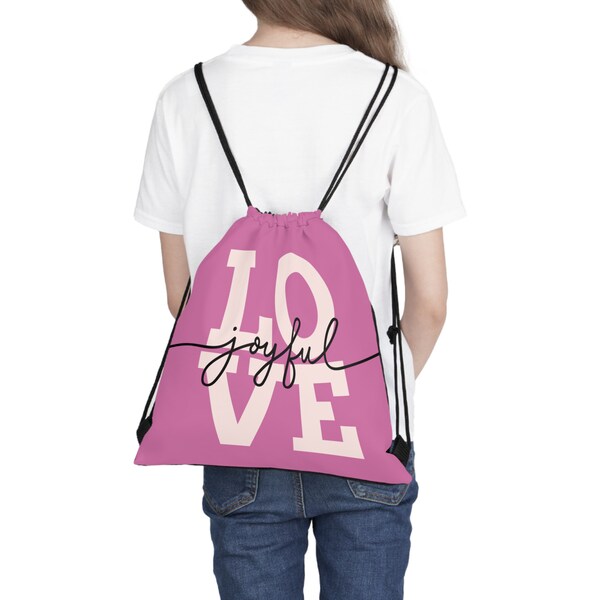 Personalized Drawstring Bag - Stylish Backpack - Sports Essential Bag - Daily Errands Bag - Pink Color Bag - Personalized Bag