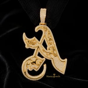 Iced Out Pendant, Custom Moissanite Pendant, Hip Hop Pendant, Customize Alphabet Initial Pendant, Rapper Birthday Gift, Silver Pendant