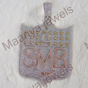 gift moissanite diamond pendant, customize letter boys Pendant, Custom Hip Hop Pendant,  925 Sterling Silver