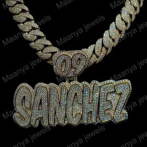 casual wedding party pendant, customize letter pendant, round cut moissanite diamond Pendant, Custom Hip Hop Pendant, 925 Sterling Silver
