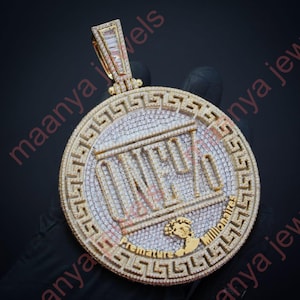 customize letter pendant, round cut moissanite diamond wedding party gift  Pendant, Custom Hip Hop Pendant, 925 Sterling Silver