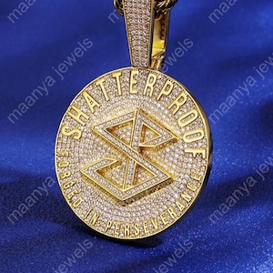 customize letter round cut letter moissanite diamond Pendant, Custom  Pendant, Men&#39;s Name Pendant, 925 Sterling Silver, yellow gold pendant
