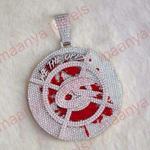party gift Pendant, Custom round cut moissanite  Pendant, Men&#39;s boys Name Pendant, 925 Sterling Silver
