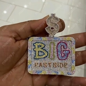 multi colour custom letter Pendant, Custom round moissanite diamond Pendant, Men&#39;s party birthday wear  Name Pendant, 925 Sterling Silver