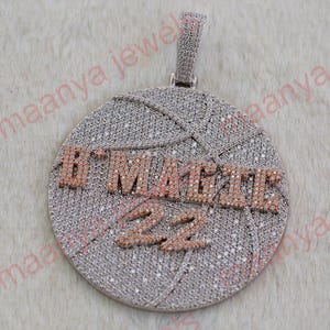 two tone customize letter wedding party Pendant, Custom Pendant, Men&#39;s Hip Hop Name Pendant, 925 Sterling Silver
