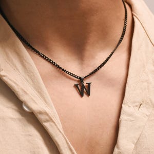 Silver Initial Necklace For Men, Personalized Initial Necklace, Mens Custom Letter Pendant, Gift for Him, Husband Necklace,Boyfriend Gift