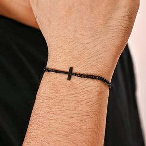 Men&#39;s Cross Bracelet, Christian Bracelet, Catholic Bracelet, Men&#39;s Jewelry, Religious Bracelet, Christian Gift, Gift for Dad, Christmas Gift