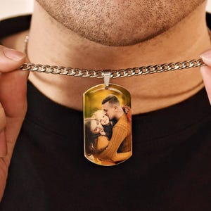 Personalisierte Hundemarke mit Ihrem Bild, Halskette mit Gravur für Männer, Armee Karte Identitätskette, Geschenk zum Vatertag, Freund Geschenk für Ihn