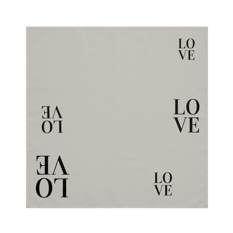 Love print. Typography print napkin. Black print on gray background. Gift for her, gift for him, mother's day gift. Unique modern zdjęcie 1