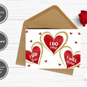 Tarjeta digital de amor eterno: romántica tarjeta de aniversario, boda, San Valentín. Sobre imprimible de 5 x 7 con instrucciones.