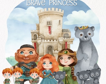 Brave Princess inspiration ClipArt instant download PNG file - 300 dpi