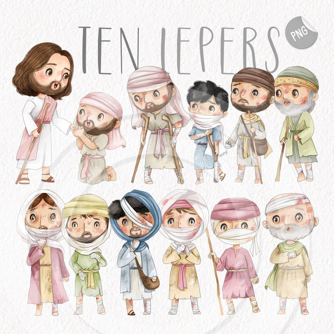 Ten Lepers Clip Art ,religion, Bible Stories Clipart PNG Files - Etsy