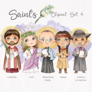 Zestaw clipartów Saints 4, clipart religijny, clipart biblijnych historii, pliki PNG z ilustracjami rysowanymi ręcznie