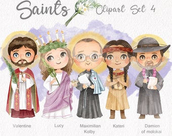 Saints Clipart Set 4: Hand Drawn Religion PNG Files (Digital Download)