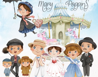 Mary Poppins Clipart Clipart sofortiger Download PNG-Datei - 300 dpi