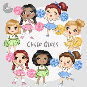 Cheer Girls clipart, cheerleader clipart, pom pom clipart png-bestanden.