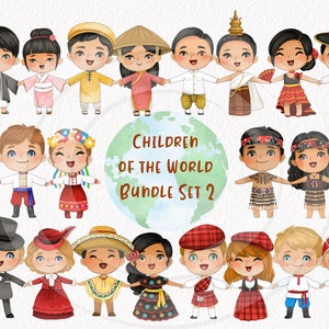 Children of the World jongen en meisjes BUNDEL clipart set 2 PNG-bestanden.