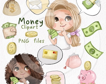 Money Clipart: Hand Drawn Saving & Spending PNG Files