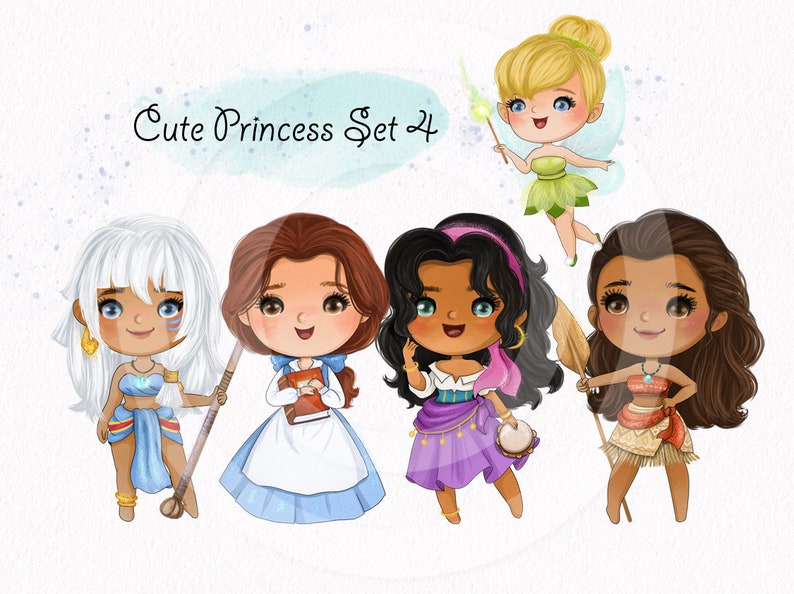 Princess Inspiration Cute Princess Inspiration Clipart PNG Set 4,PNG Files 300 Dpi. - Etsy