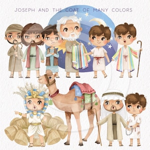 Joseph&#39;s Coat of Many Colors Clipart: Hand Drawn Bible Story (PNG Files)