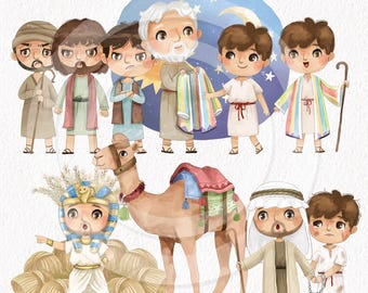 Joseph's Coat of Many Colors Clipart: Hand Drawn Bible Story (PNG Files)