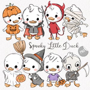 Spooky Little Duck, Halloween clipart, instant download PNG file - 300 dpi