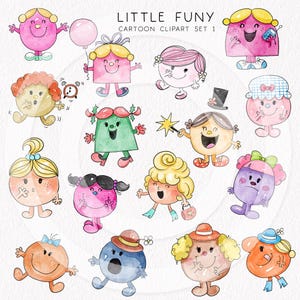 かわいい漫画のクリップアート セット 1、手描きのクリップアート、PNG ファイルの即時ダウンロード - 300 dpi