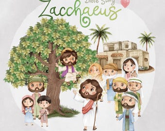 Zacchaeus Clip Art  ,Religion, Bible stories Clipart PNG files