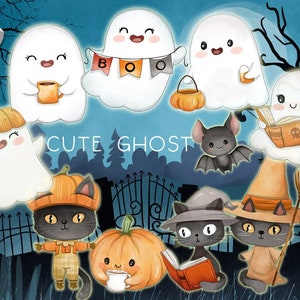 Cute Ghost , Halloween clipart PNG files instant download PNG file - 300 dpi.