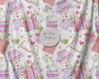 Bookish Seamless Pattern, instant download PNG file - 300 dpi