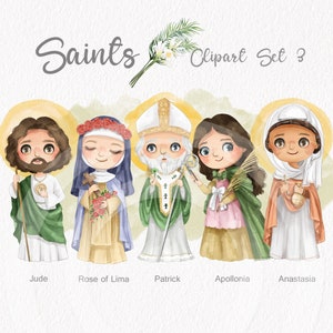 Zestaw clipartów Saints 3, cliparty religijne, cliparty biblijne, ilustracje rysowane ręcznie pliki PNG