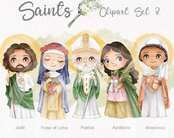 Saints Clipart Set: Hand-Drawn Religion & Bible Story Illustrations (PNG)