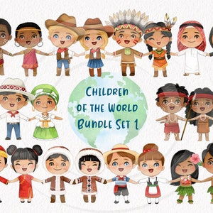 Kinder der Welt Jungen und Mädchen BUNDLE Clipart-Set 1 PNG-Dateien.