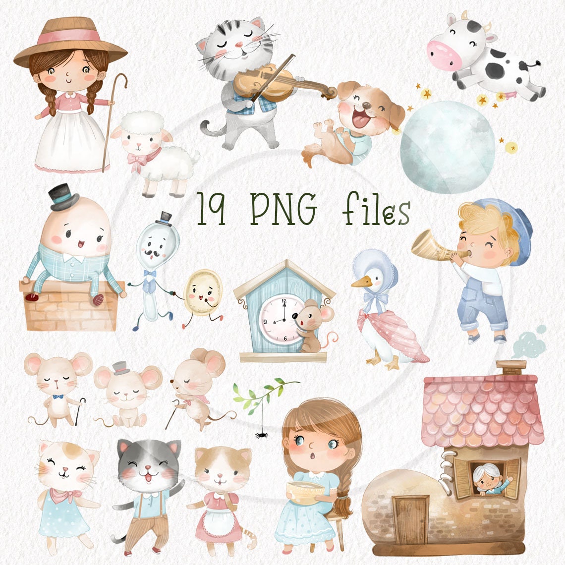 Mother Goose Clipart: Nursery Rhymes PNG Files (300 Dpi) Digital ...