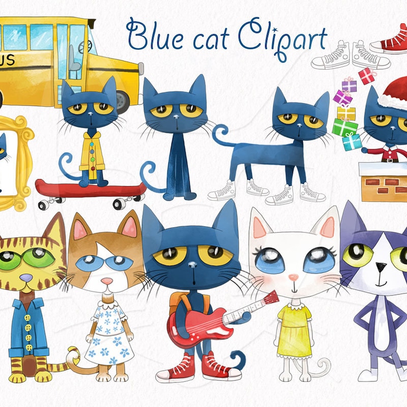 Pete the Cat Clipart - Etsy
