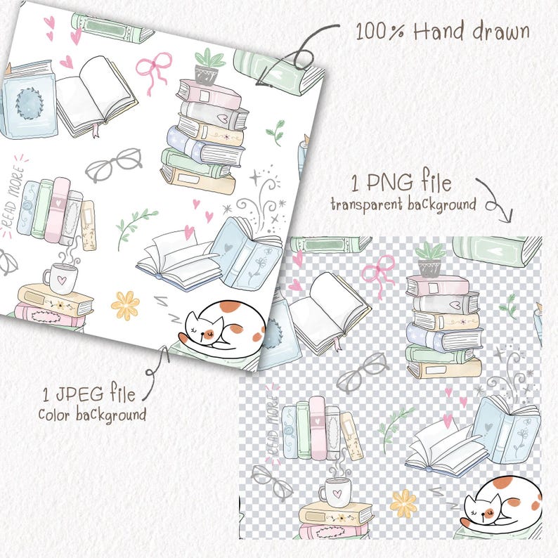 Book Seamless Pattern, Instant Download PNG File - 300 Dpi - Etsy