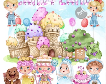 Candy world clipart , Hand drawn clipart PNG files 300 dpi.