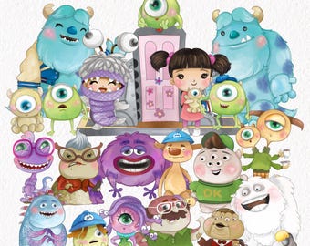 Niedliche Monster Bündel ClipArt, sofortiger Download PNG-Datei - 300 dpi