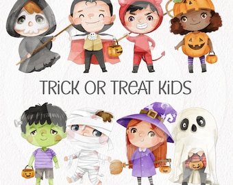 Trick or Treat, Halloween kids clipart ,PNG files instant download PNG file - 300 dpi