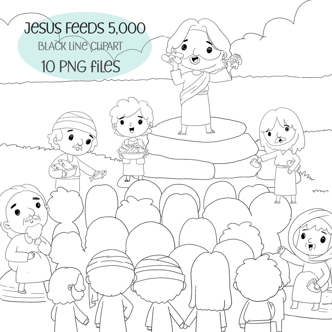 Jesus Feeds 5000 Clipart: Bible Characters Digital Stamps (PNG File) - Etsy