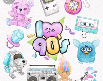 90s Retro clipart ,PNG files 300 dpi.