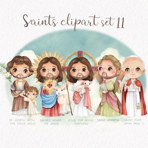 Zestaw clipartów Saints 11, clipart religijny, Clipart biblijny, Ilustracja rysowana ręcznie, Pliki PNG