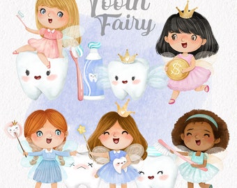 Tooth Fairy clipart PNG files 300 dpi.
